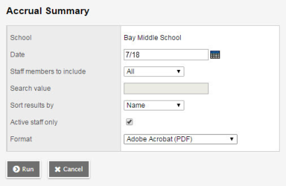 Accrual summary page.