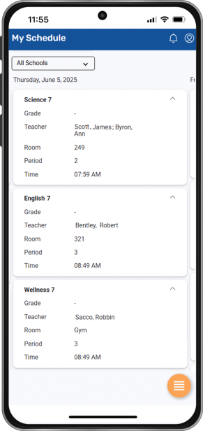 My Schedule screen